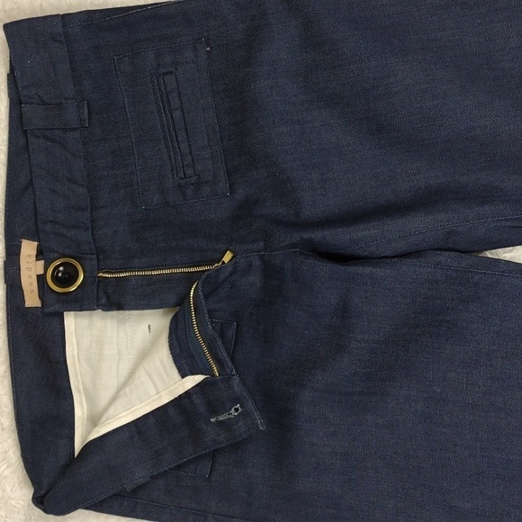 Sandro Blue Dark Wash Mid Rise Zipper Front Wide Flare Leg Dress Denim Pant - Picture 5 of 13